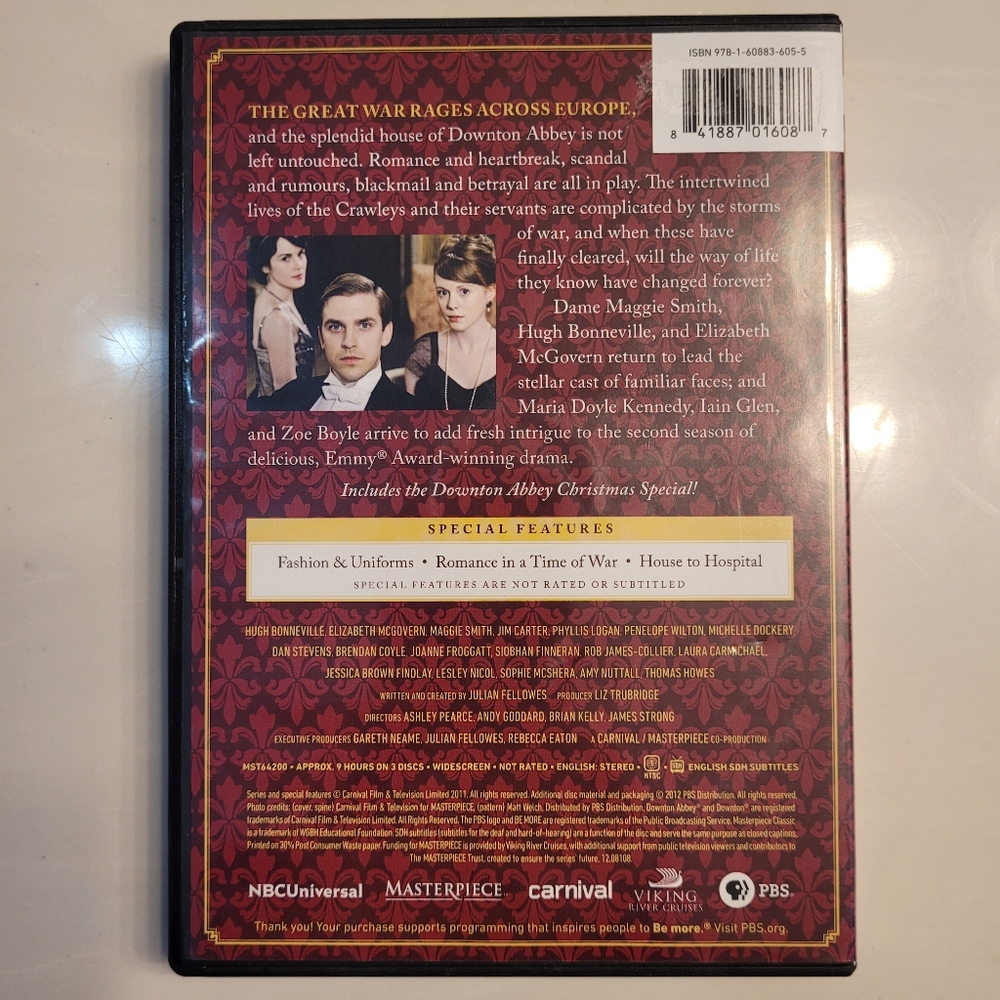 Downton Abbey Season 2 PBS Masterpiece Classic Three DVD Set - Picture 9 of 12